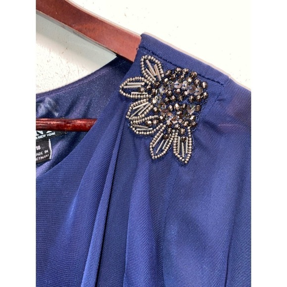 NWT Blue Foil cape chiffon dress by SLNY size 18 - Picture 5 of 5